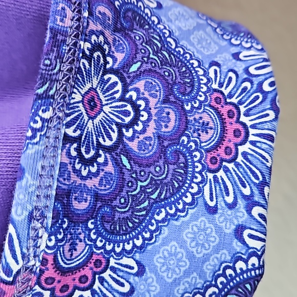 Vera Bradley | Women's Purple Paisley Terry Self-Tie Loungewear Hoodie Robe L/XL - Picture 5 of 11